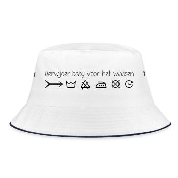 Remove infant before washing - Bucket Hat - white/navy - Front