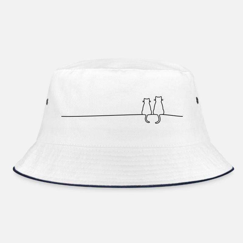 Katze Katzen Katzenpaar Paar Geschenkidee - Bucket Hat - Weiß/Navy