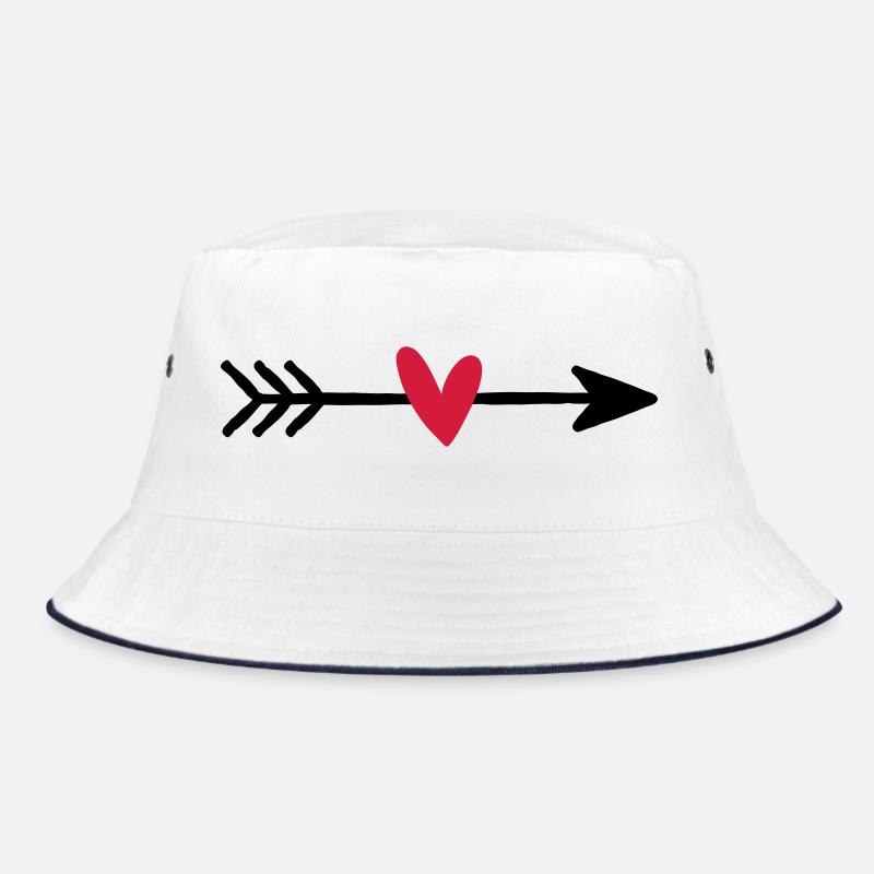 Pfeil mit Herz Amor Liebe Geschenk - Bucket Hat - Weiß/Navy