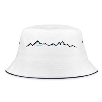 BERGE Gebirge Landschaft Silhouette Panorama - Bucket Hat - Weiß/Navy - Vorne