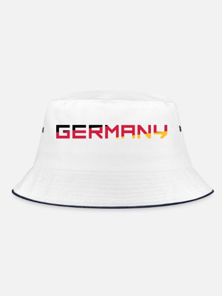 Team Germany Germany Colors Black Red Gold G - Bucket Hat - white/navy - Front