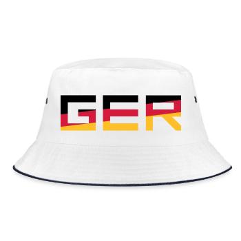 GER Team Germany Deutschland Farben Schwarz Rot Go - Bucket Hat - Weiß/Navy - Vorne