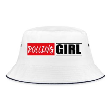 Rolling girl woman skate skate skates autocollant - Bob - blanc/marine - Devant