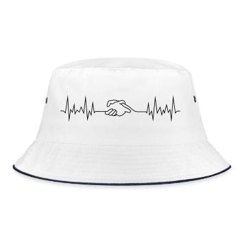 wave peace handshake - Bucket Hat - white/navy - Front