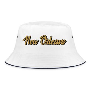 New Orleans Vintage Gold Script - Bucket Hat - Weiß/Navy - Vorne