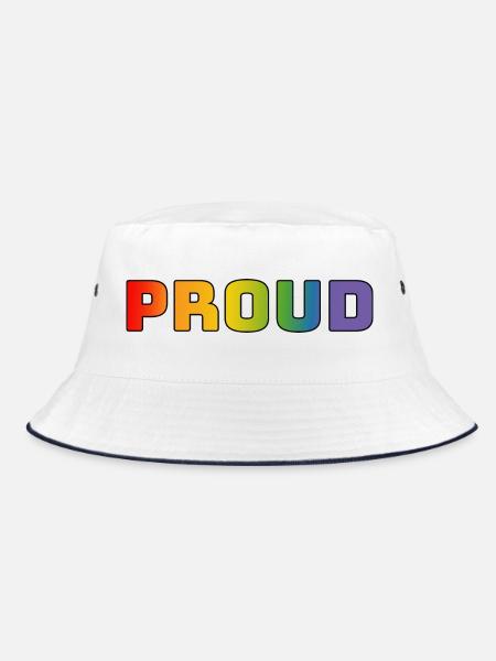 Regenbogen proud schwarz - Bucket Hat - Weiß/Navy - Vorne