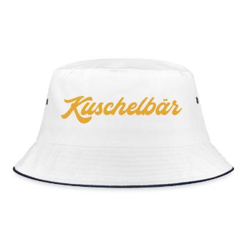 Kuschelbär Gold Kuscheln Kosename Spitzname Pyjama - Bucket Hat - Weiß/Navy - Vorne