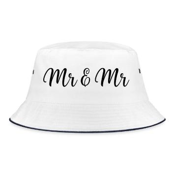 Mr & Mr schwule Hochzeit Design für Männer - Bucket Hat - Weiß/Navy - Vorne