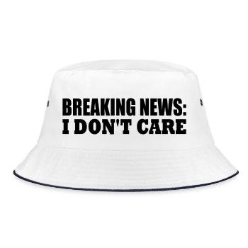breaking news i don't care - Bucket Hat - Weiß/Navy - Vorne