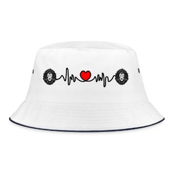 Herzfrequenz Cardio Löwe Löwin - Bucket Hat - Weiß/Navy - Vorne