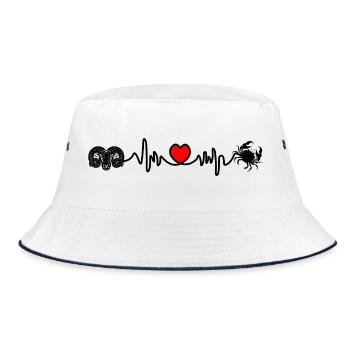 Herzfrequenz Kardio Widder Krebs - Bucket Hat - Weiß/Navy - Vorne