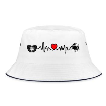 Herzfrequenz Kardio Zwillinge Krebs - Bucket Hat - Weiß/Navy - Vorne