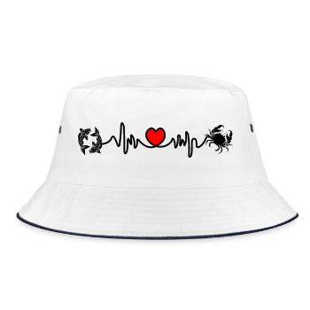 Herzfrequenz Kardio Fische Krebs - Bucket Hat - Weiß/Navy - Vorne