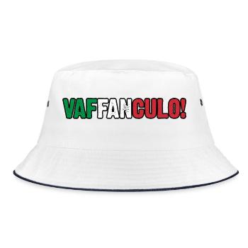 Italien Italiener Vaffanculo - Bucket Hat - Weiß/Navy - Vorne