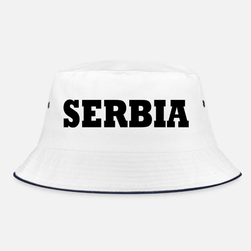 Serbien - Bucket Hat - Weiß/Navy