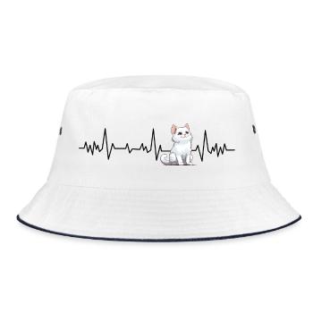 Herzschlag der Katze - Bucket Hat - Weiß/Navy - Vorne