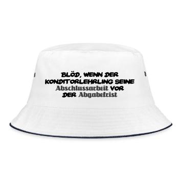 Blöd wenn der Konditorlehrling - lustiger Spruch - Bucket Hat - Weiß/Navy - Vorne