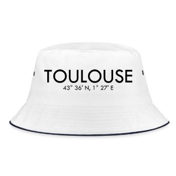 Toulouse France Coordinates Latitude Longitude - Bucket Hat - white/navy - Front