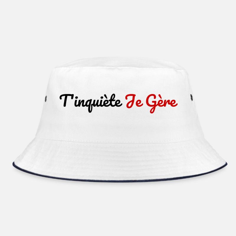 T-Shirt, mach dir keine Sorgen, ich schaffe es. Mode Humor Geschenk - Bucket Hat - Weiß/Navy