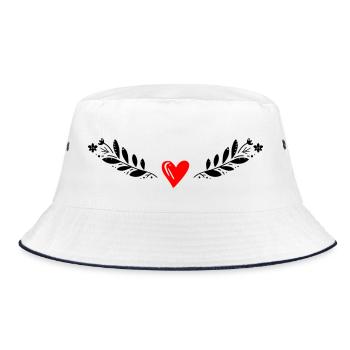 Ranke mit Herz - Bucket Hat - Weiß/Navy - Vorne