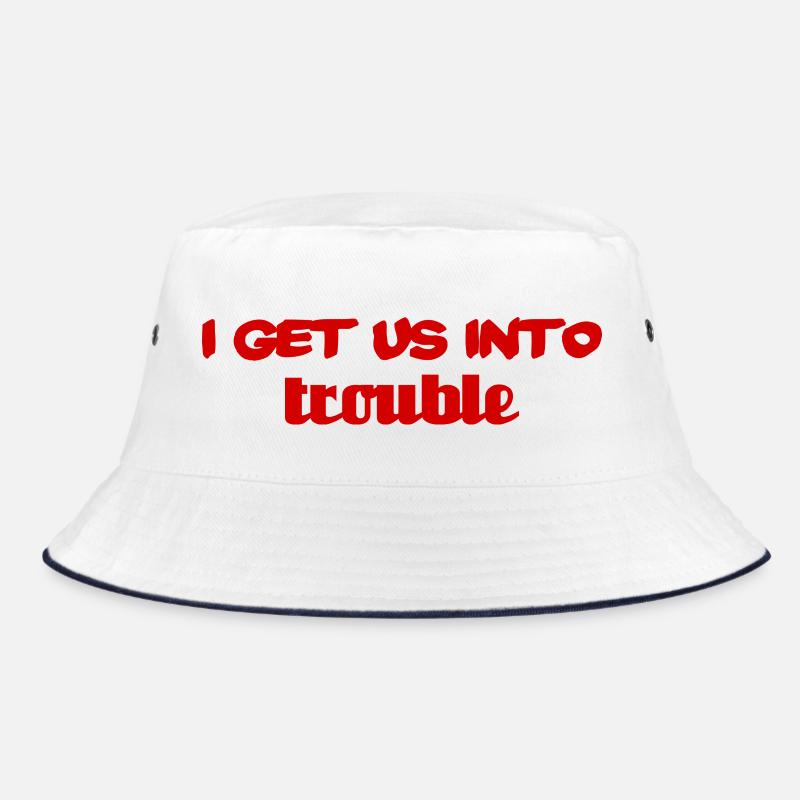 i get us into trouble - Bucket Hat - white/navy
