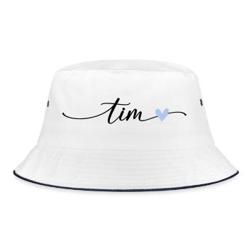 Tim Name Calligraphy Font - Bucket Hat - white/navy - Front