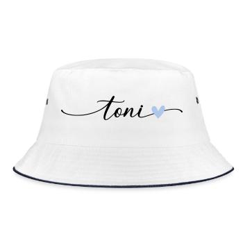 Toni Name Calligraphy Font - Bucket Hat - white/navy - Front