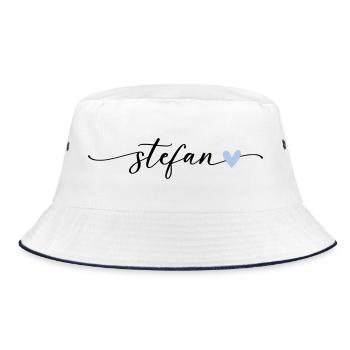 Stefan Name Calligraphy Font - Bucket Hat - white/navy - Front