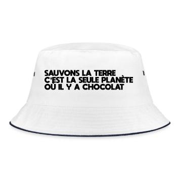 let's save the earth and are chocolate - Bucket Hat - white/navy - Front