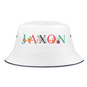 JAXON Namenskunst mit gestickten Blumen - Bucket Hat - Weiß/Navy - Vorne