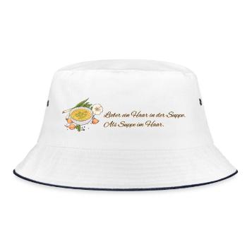 Soup Love // Illustration - Bucket Hat - white/navy - Front