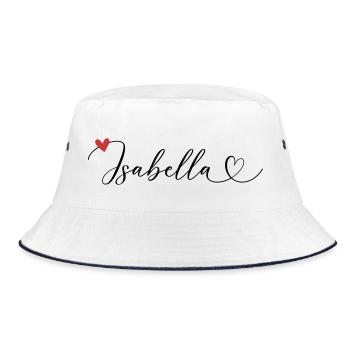 Isabella Last name First name Calligraphy heart - Bucket Hat - white/navy - Front