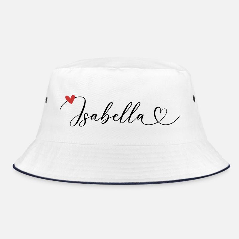 Isabella Last name First name Calligraphy heart Bucket Hat