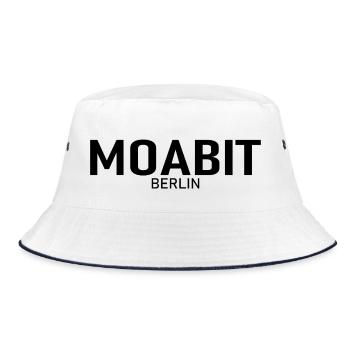 Moabit - Berlin - Bezirk - Deutschland - Bucket Hat - Weiß/Navy - Vorne