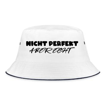 Nicht perfekt aber echt - Bucket Hat - Weiß/Navy - Vorne