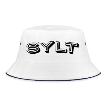 Sylt - Nordsee Insel - Deutschland Küste - Moin - Bucket Hat - Weiß/Navy - Vorne