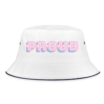 Trans Pride - Transgender-Flaggenfarben - Bucket Hat - Weiß/Navy - Vorne