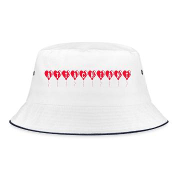 Herzballons binden - Bucket Hat - Weiß/Navy - Vorne