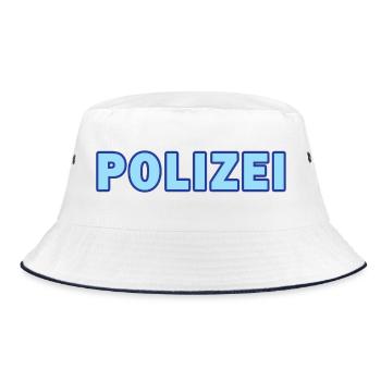 Police Block Neon Text - Bucket Hat - white/navy - Front