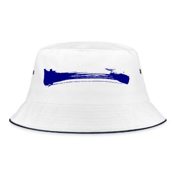 Stripes - Brush Stroke - Bucket Hat - white/navy - Front
