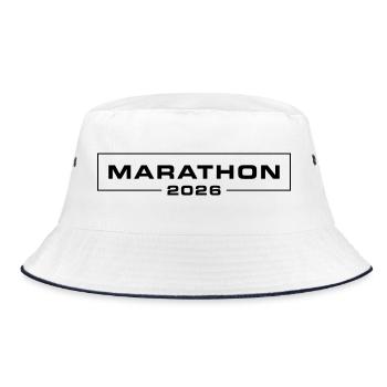 Marathon 2026 - Bucket Hat - Weiß/Navy - Vorne