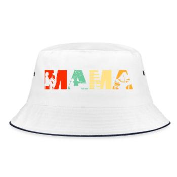 Mama Pianistin Musikerin Mutter Retro Vintage - Bucket Hat - Weiß/Navy - Vorne