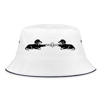 Dachshund Paws Touch Michelangelo - Bucket Hat - white/navy - Front