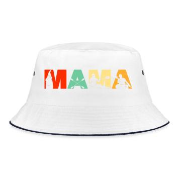 Kayaker MAMA Retro Sunset Kayaking Geschenk - Bucket Hat - Weiß/Navy - Vorne