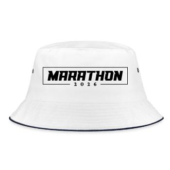 Marathon 2026 - Bucket Hat - Weiß/Navy - Vorne