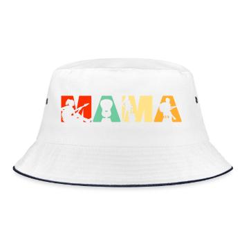Acoustic Guitar Mama Retro Musician Silhouette - Bucket Hat - white/navy - Front