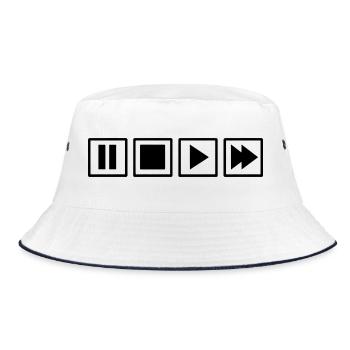 Retro Fernbedienung  Tasten Oldschool Minimalist - Bucket Hat - Weiß/Navy - Vorne