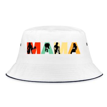 Bassgitarre Mama Retro-Musikerin Mutter - Bucket Hat - Weiß/Navy - Vorne