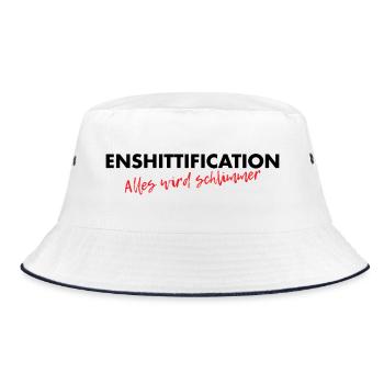 Enshittification - alles wird schlimmer! - Bucket Hat - Weiß/Navy - Vorne