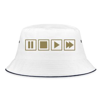 Retro Kassettenrekorder TV Nostalgie fernbedienung - Bucket Hat - Weiß/Navy - Vorne
